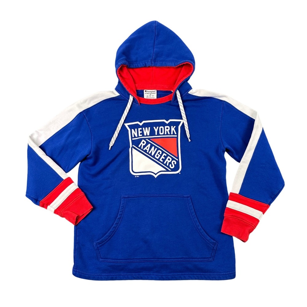Champion New‎ York Rangers Hoodie Mens Medium Blue White Red NHL Authentic